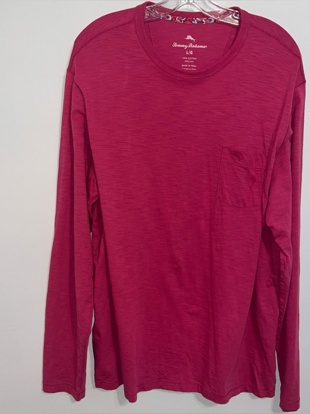 Tommy Bahama Long-Sleeve Pocket Tee in Berry Pink